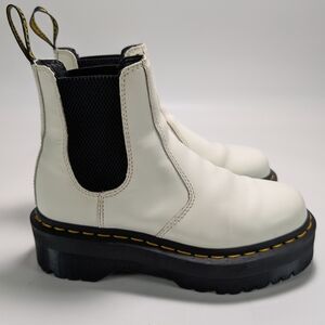 Dr Martens 2976 Quad White Leather Platform Chelsea Boots